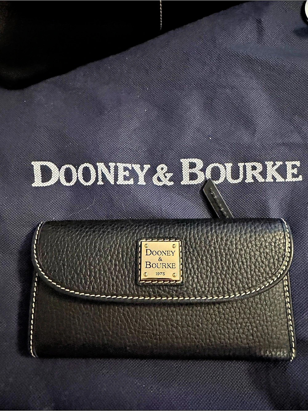 Dooney & Bourke Black Pebble Leather Wallet with Red Interior - Like New